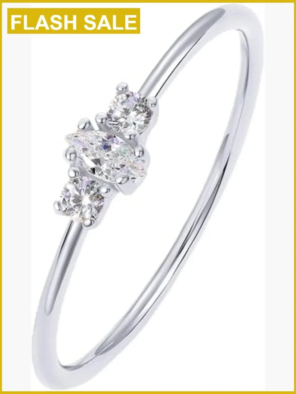 Marquise Cubic Zirconia Stackable Ring | Dainty Thin Band Jewelry